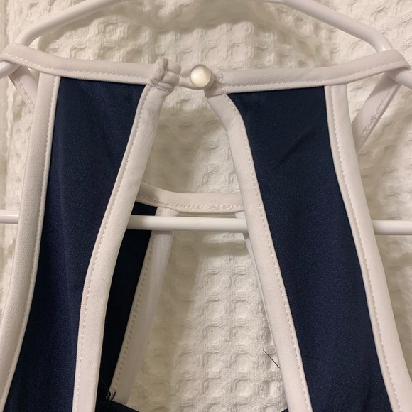 Crystal Doll Navy Colorblock Scuba Halter Dress - Picture 4 of 7